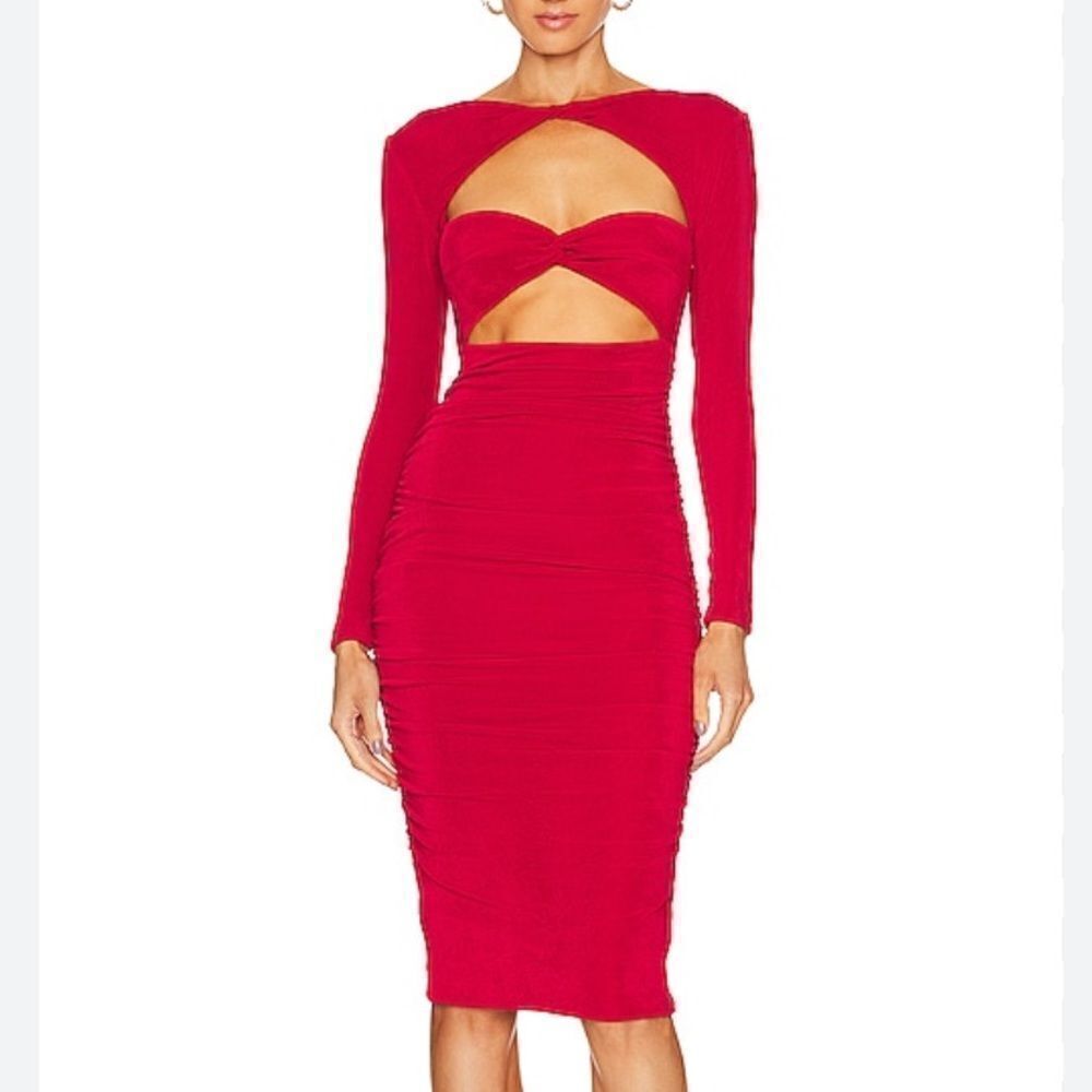 SER.O.YA Eden dress red cut out bodycon slinky midi Retrofete Revolve XXS